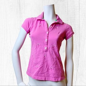 Lilly pulitzer pink flamingo polo size XS GUC